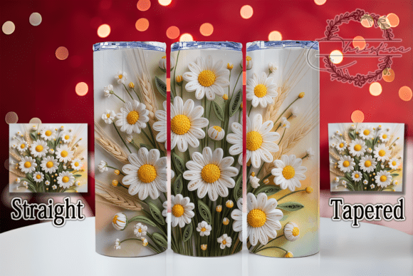 3D Quilling Daisy Floral 20oz Tumbler Design