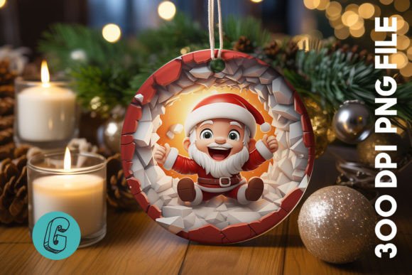 3D Santa Break Through Ornament 35: The Ultimate Digital Asset for Festive DIY Creations