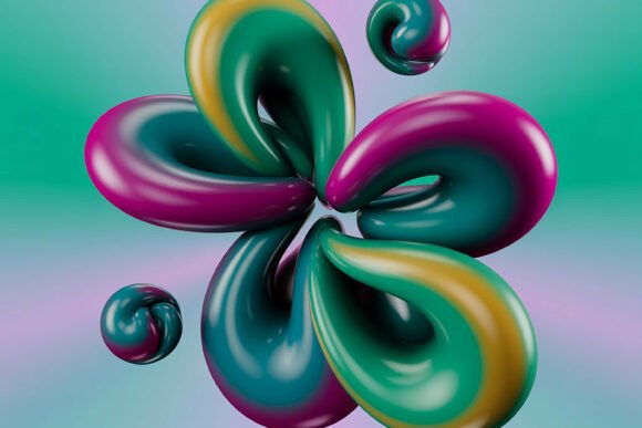 Glossy 3D Fluid Abstract Flower Art: A Modern Digital Asset Analysis