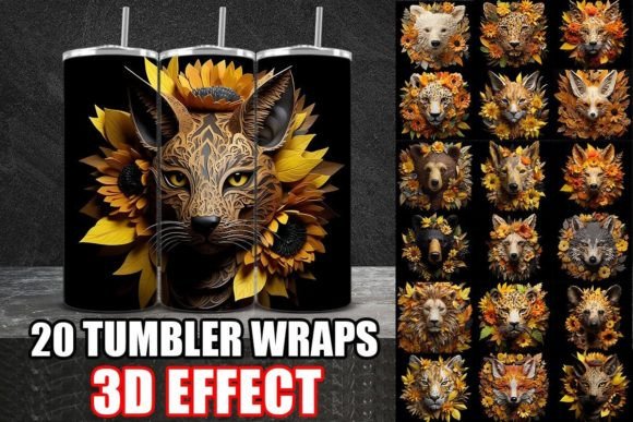Transform Your DIY Projects with the 3D Flowers Animals Tumbler Wrap Designs Bundle