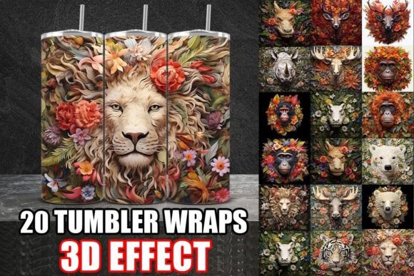 Unleash Creativity with the 3D Floral Wild Animals Tumbler Wrap Bundle