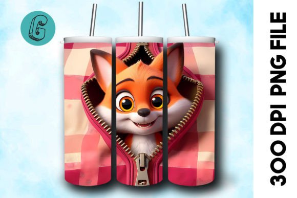 Valentine Cute Fox 3D Tumbler Wrap 38