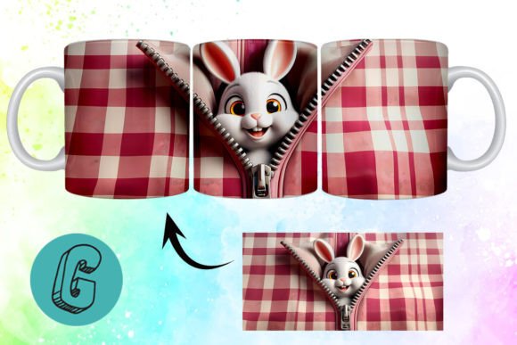 Valentine Cute Rabbit 3D Mug Wrap 15: The Ultimate Digital Asset for DIY Valentine's Creations