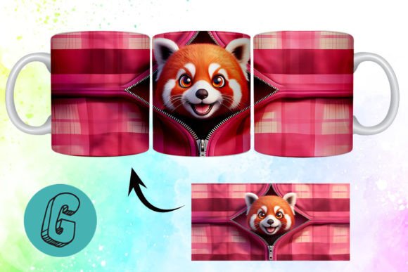Valentine Red Panda 3D Mug Wrap 10