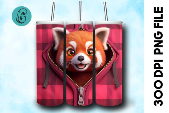 Valentine Red Panda 3D Tumbler Wrap 24